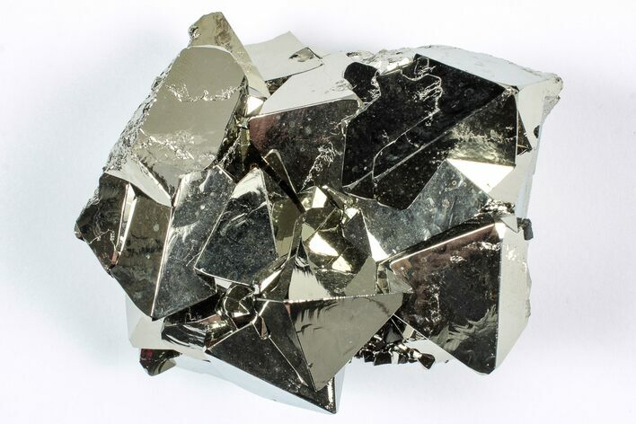 Gleaming Octahedral Pyrite Crystal Cluster - Peru #352344